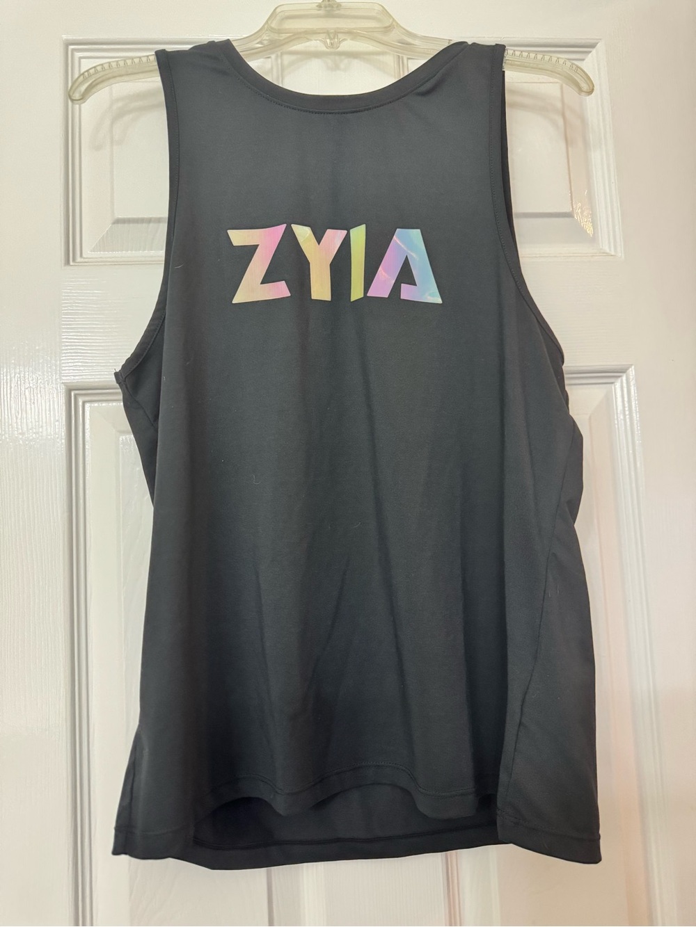 ZYIA Black Tank with Pastel Gradient Logo